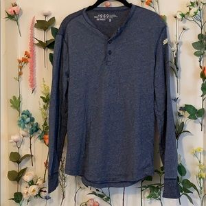 GAP heather blue, classic Henley shirt